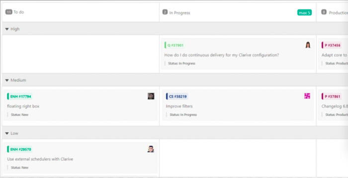 clarive swimlanes kanban